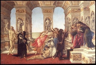 Fig. 6 – S. Botticelli, Allegoria della Calunnia, Galleria degli Uffizi, Firenze, 1496-1497, https://catalogo.beniculturali.it/detail/HistoricOrArtisticProperty/0900285580