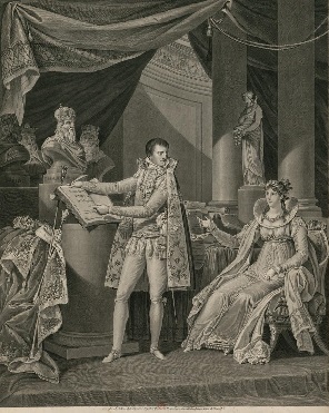 Fig. 2 – Napoléon Bonaparte présentant le code civil à l’impératrice Joséphine, 1807,  François-Anne David, Gallica digital library