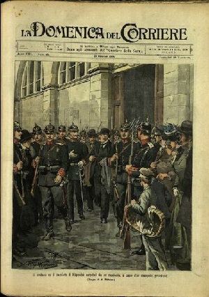 Fig. 1 – Illustrazione di Achille Beltrame, La Domenica del Corriere, 28 ottobre 1906, https://www.maremagnum.com/quotidiani/la-domenica-del-corriere-28-ottobre-1906-anno-viii-n-43/130027144